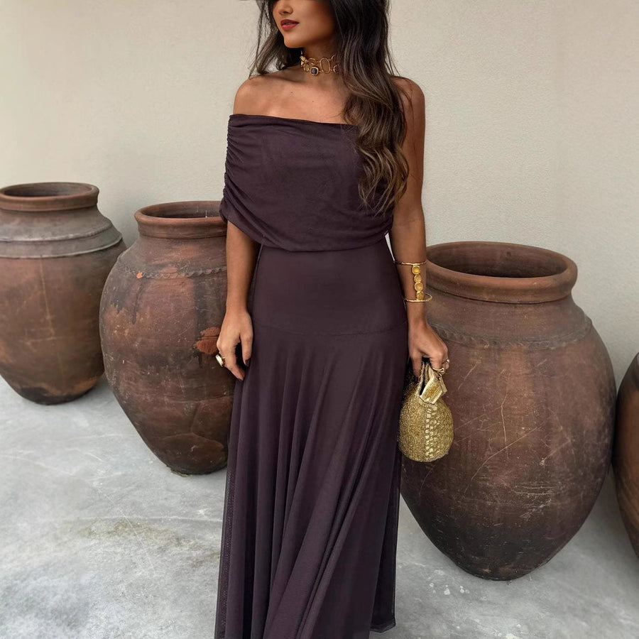 Elegant Mesh Patchwork Slim-Fit Dress