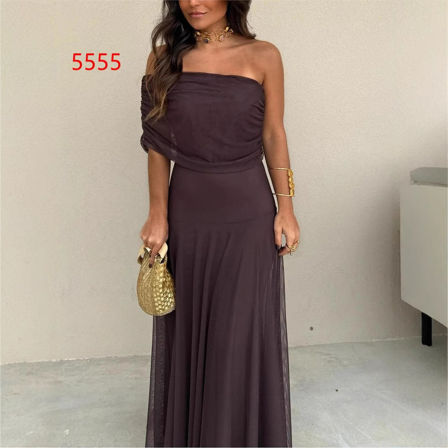 Elegant Mesh Patchwork Slim-Fit Dress