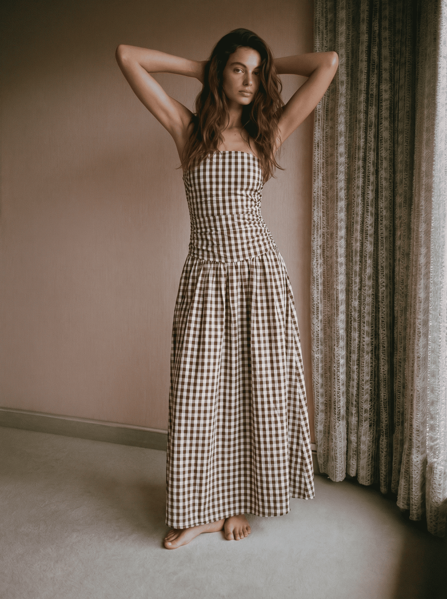 Strapless Ruched Maxi Dress