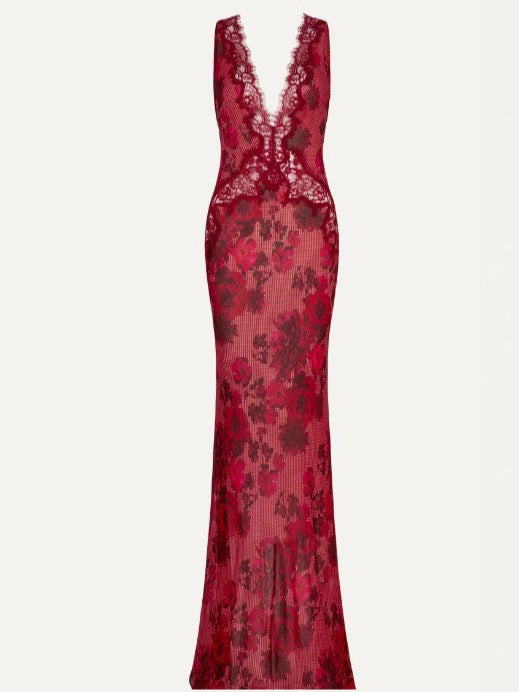 Elegant Lace Backless Evening Dress