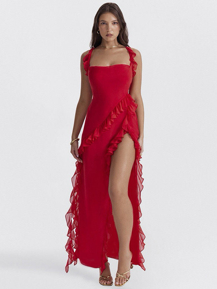 Elegant Ruffle Evening Gown