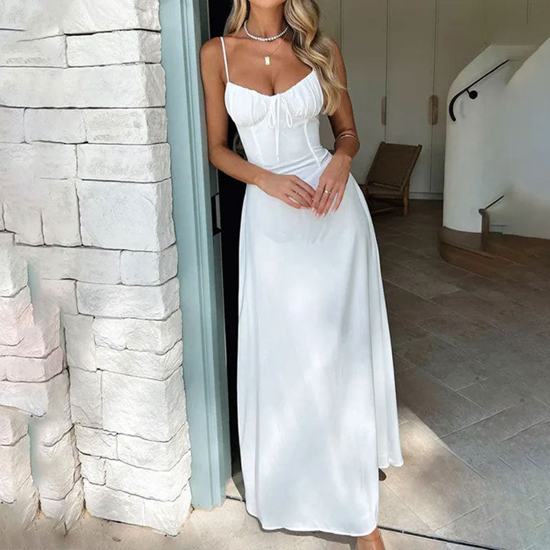 Elegant Tie-Waist A-Line Mid-Length Dress