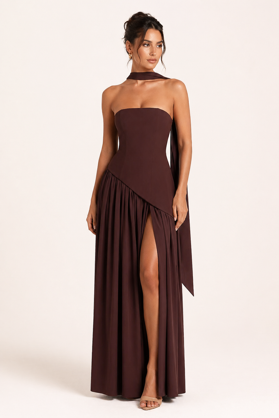 Vestido largo mujer abertura alta elegante fiesta - Nicole