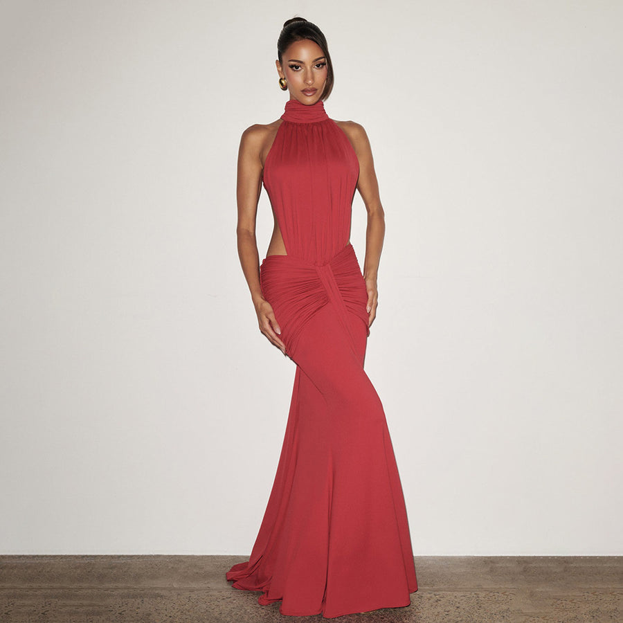 Elegant High Neck Bodycon Long Dress