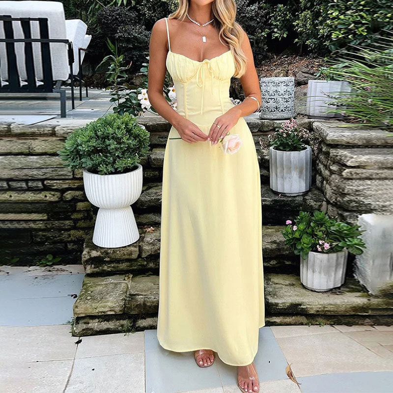 Elegant Tie-Waist A-Line Mid-Length Dress