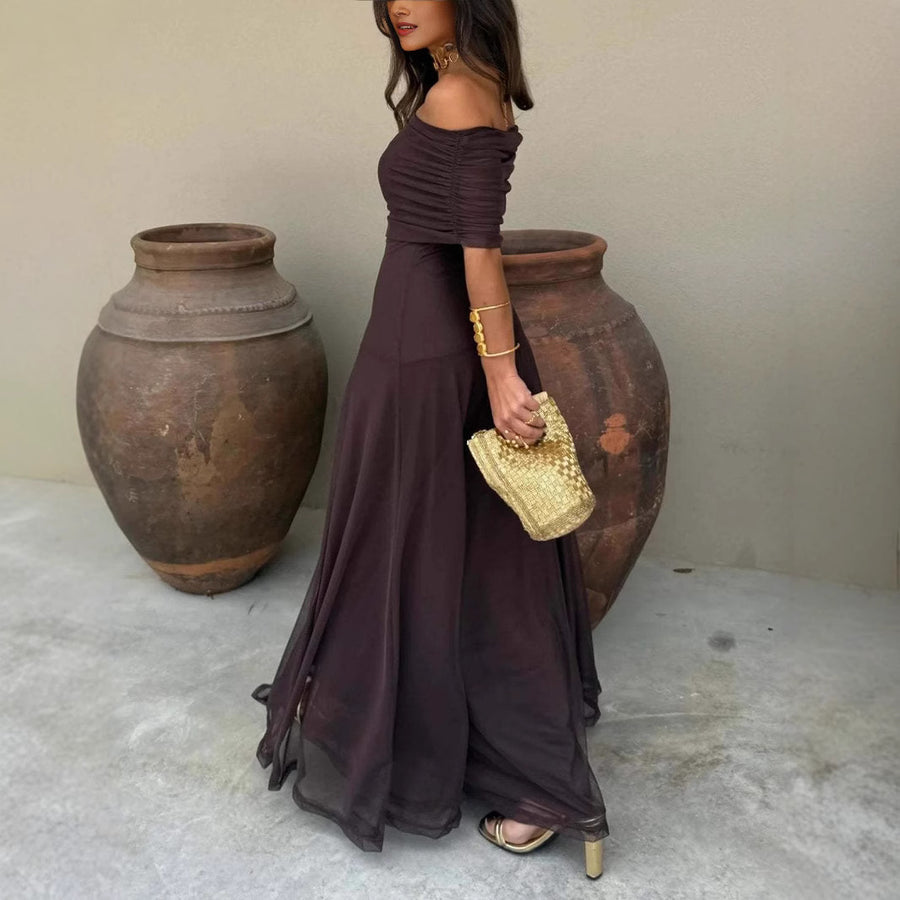 Elegant Mesh Patchwork Slim-Fit Dress