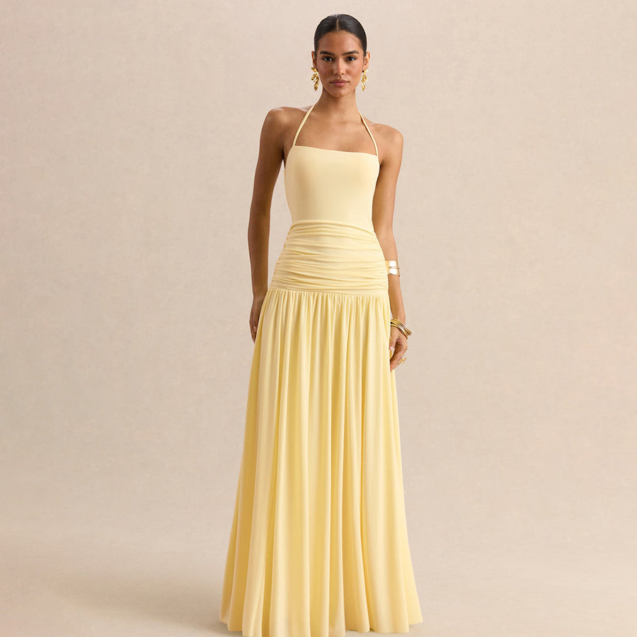 Vestido largo con escote halter