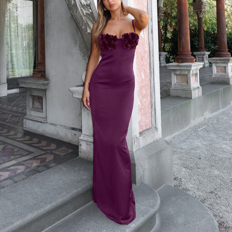 Vestido largo con detalle floral