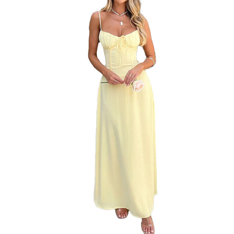 Elegant Tie-Waist A-Line Mid-Length Dress