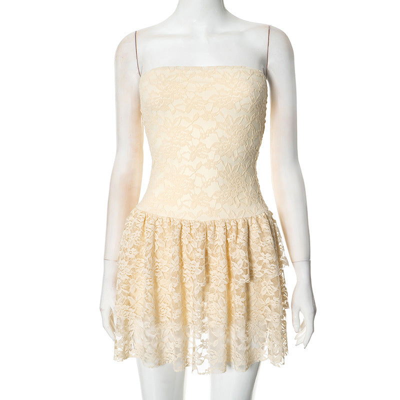Elegant Strapless Cake Skirt Dress