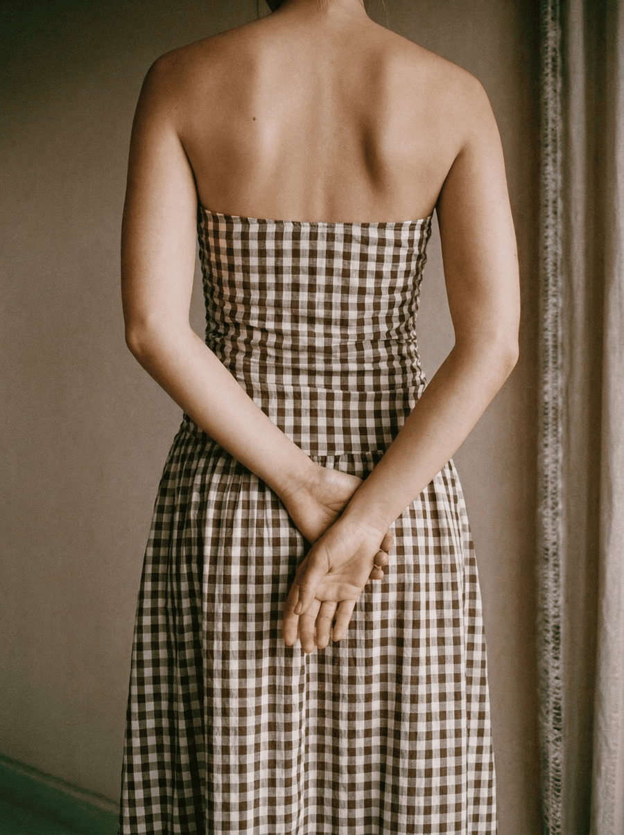 Strapless Ruched Maxi Dress