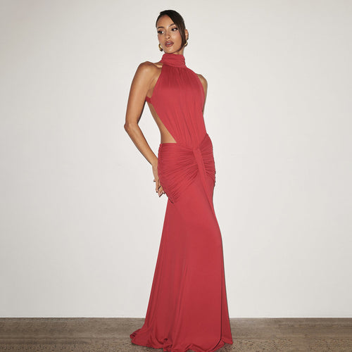 Elegant High Neck Bodycon Long Dress