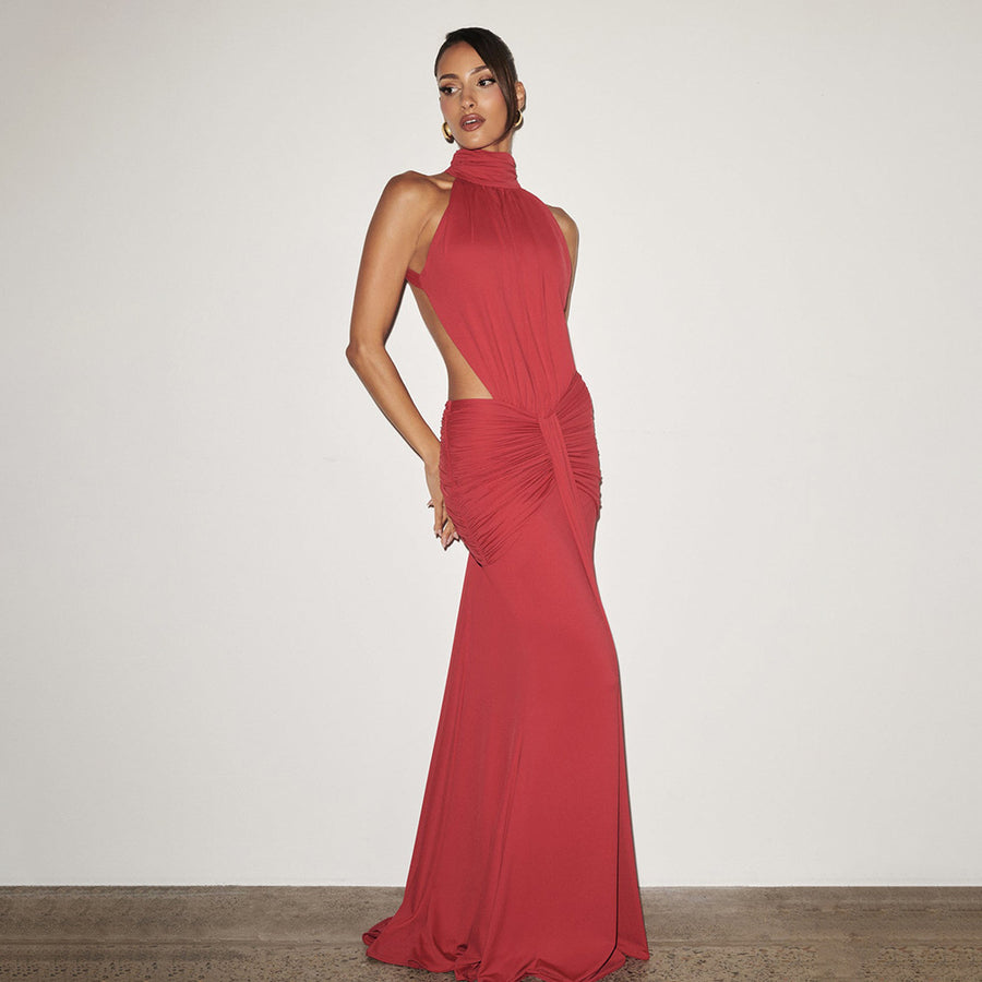Elegant High Neck Bodycon Long Dress