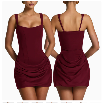 Vestido corto con escote cuadrado