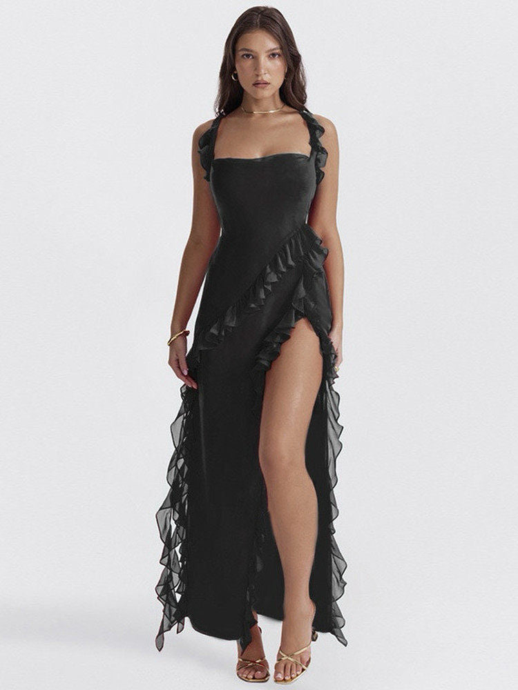 Elegant Ruffle Evening Gown