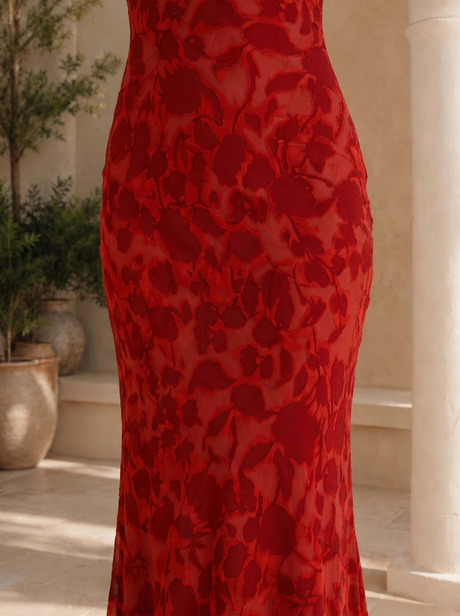 Vestido largo estampado con pañuelo