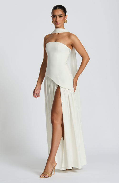 Maliyah Maxi Dress - Ivory Dress Babyboo Fashion Premium Exclusive Design